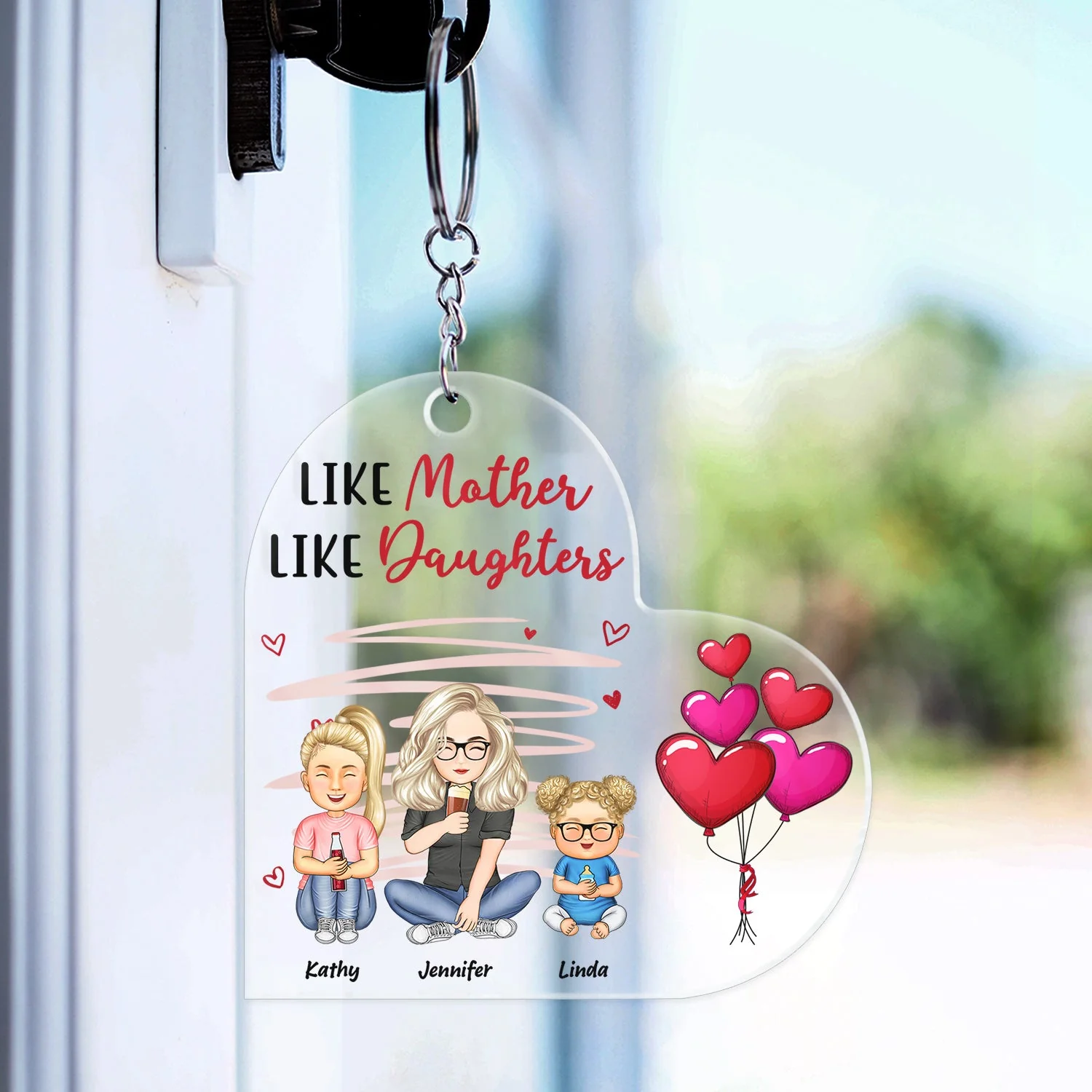 Like Mother Like Daughters - Birthday, Loving Gift For Mommy, Mother, Grandma, Grandmother - Personalized Custom Acrylic Keychain - Image 3