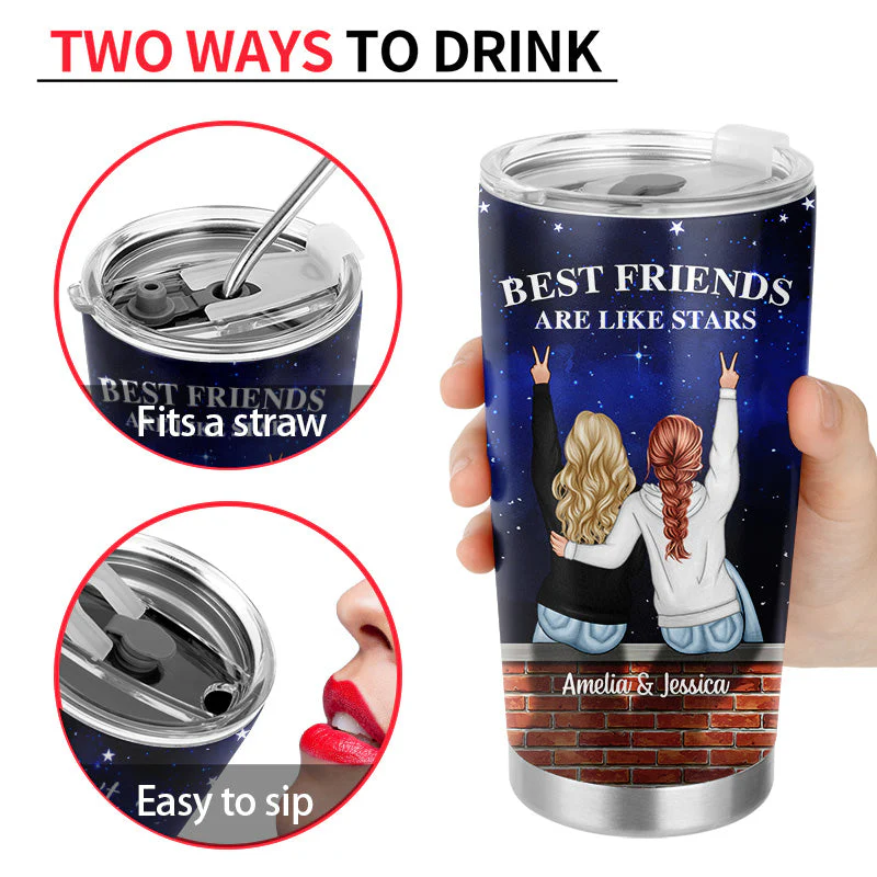 Like Stars - Gift For Besties, Best Friends, BFF - Personalized Custom Tumbler - Image 4