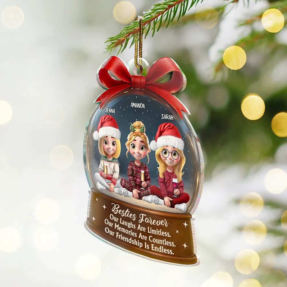 Limitless Laugh Countless Memories Endless Friendship Besties - Personalized Custom Shaped Acrylic Ornament - Image 2