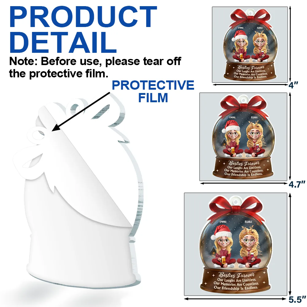 Limitless Laugh Countless Memories Endless Friendship Besties - Personalized Custom Shaped Acrylic Ornament - Image 6