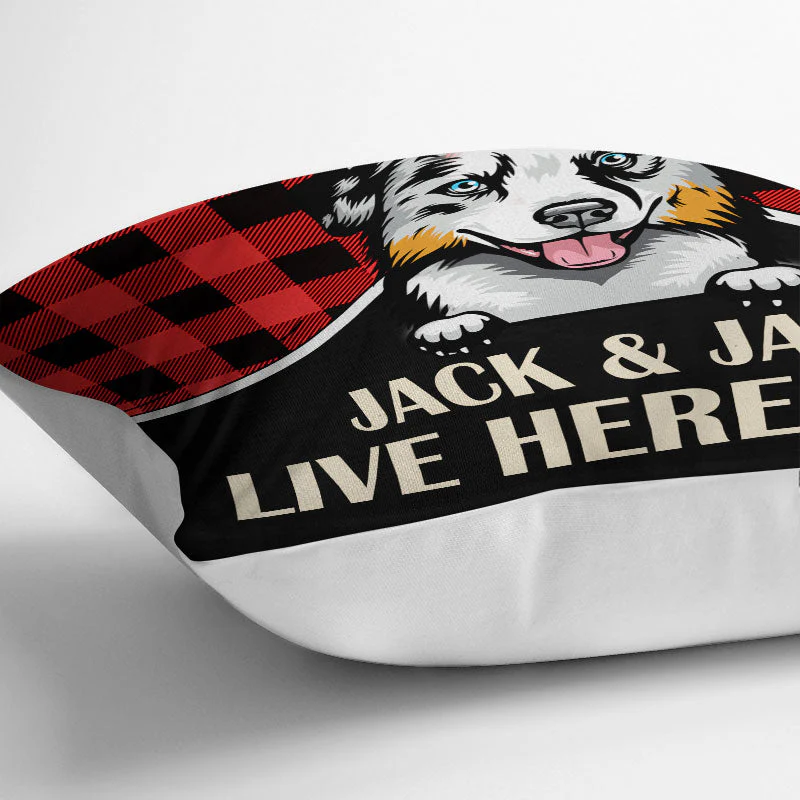 Live Here Too - Gift For Dog Lovers - Personalized Custom Pillow - Image 3