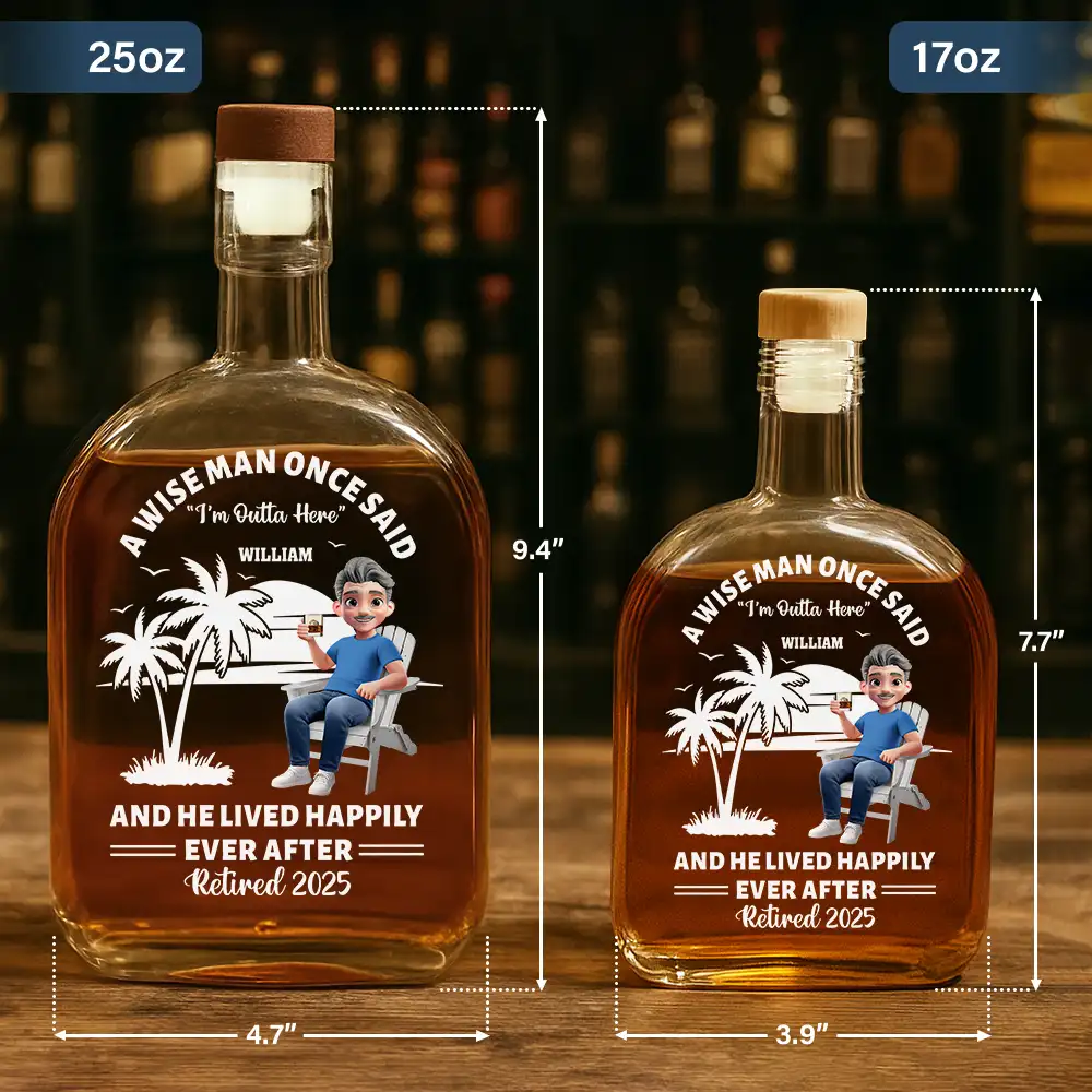 Lived Happily Ever Retired - Personalized Whiskey Bottle - Image 5