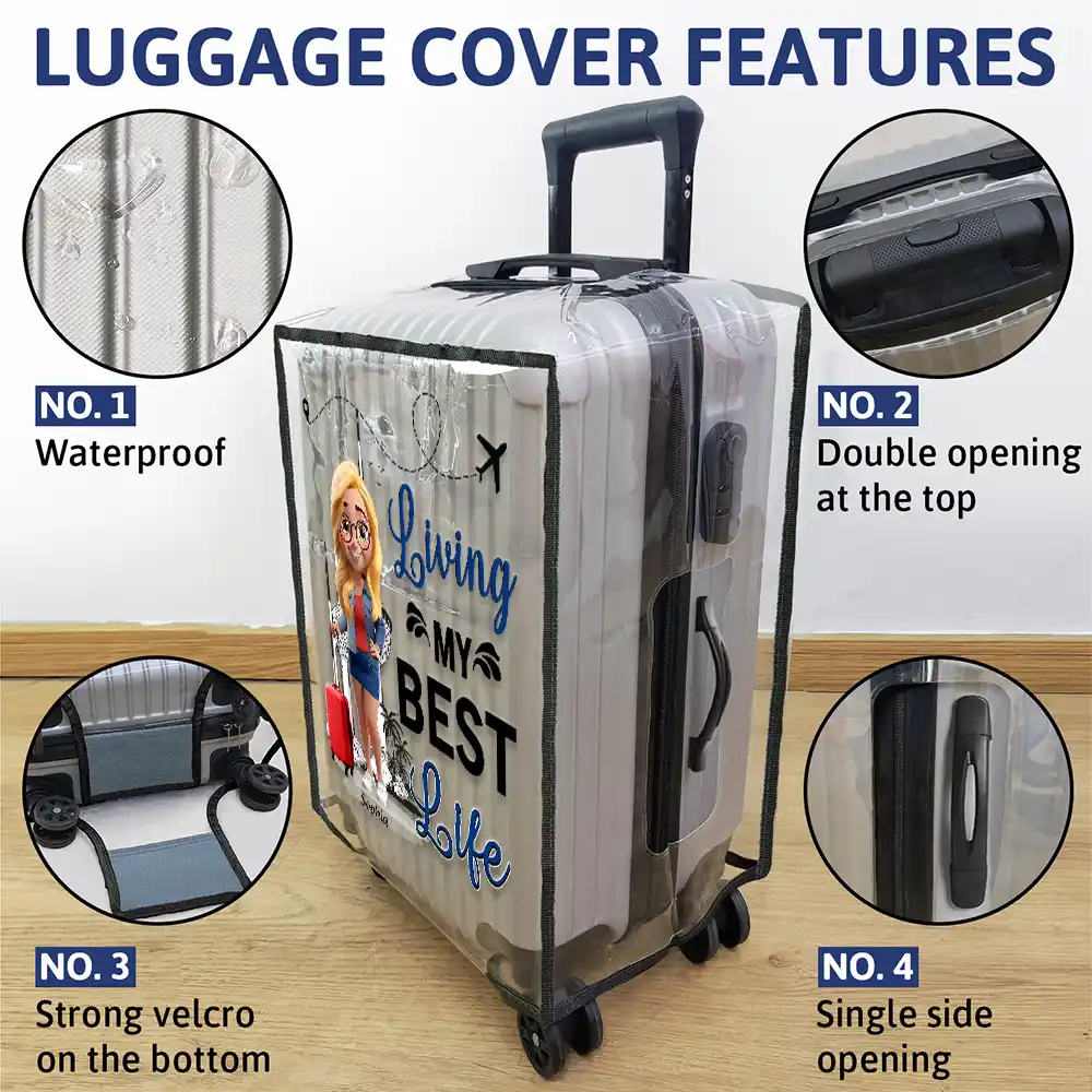 Living My Best Life 3D Effect - Personalized Clear Luggage Cover - Image 4