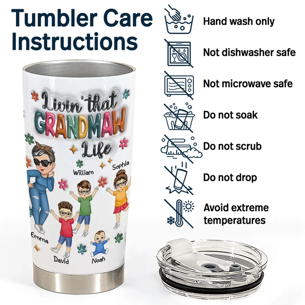 Living That Grandma Life - 3D Inflated Effect Printed Tumbler, Personalized Tumbler - Image 5