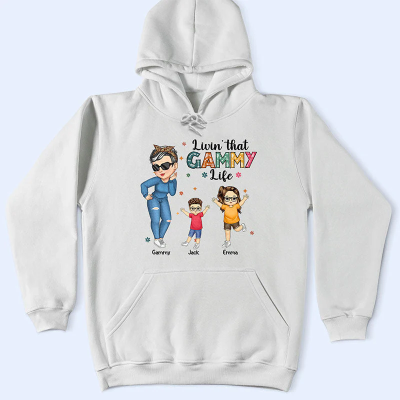 Living That Grandma Life - Funny Gift For Grandma, Mom, Nana, Gigi - Personalized T Shirt - Image 4