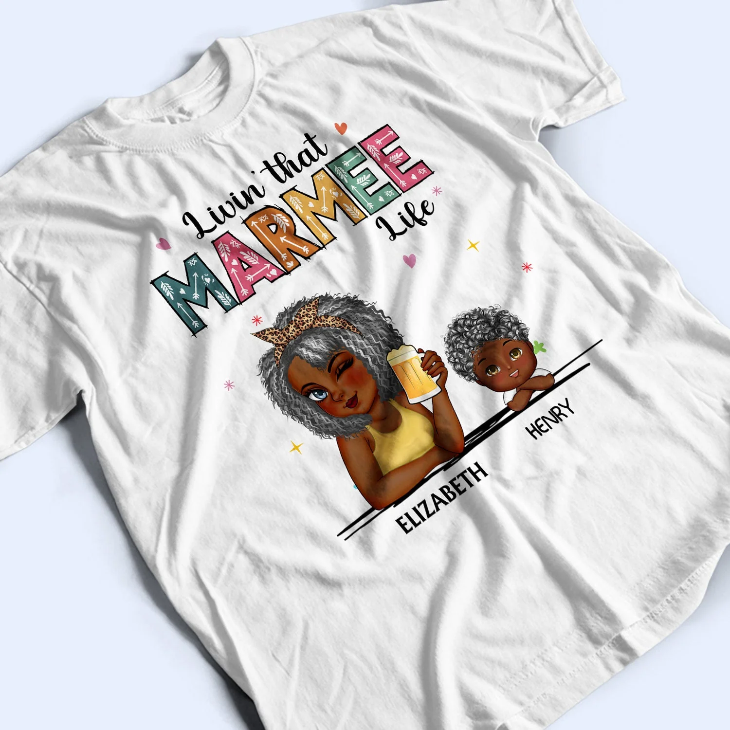 Living That Grandma Life - Gift For Grandma, Mom, Nana, Gigi - Personalized T Shirt - Image 3