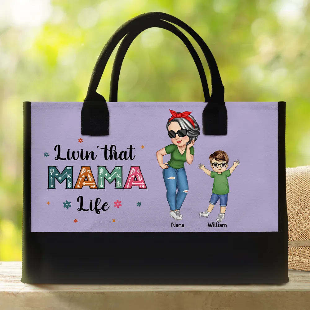 Living That Grandma Life - Personalized Canvas Tote Bag - Image 2