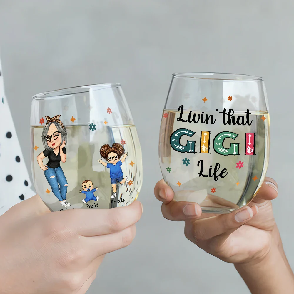 Living That Grandma Life - Personalized Stemless Wine Glass - Image 3