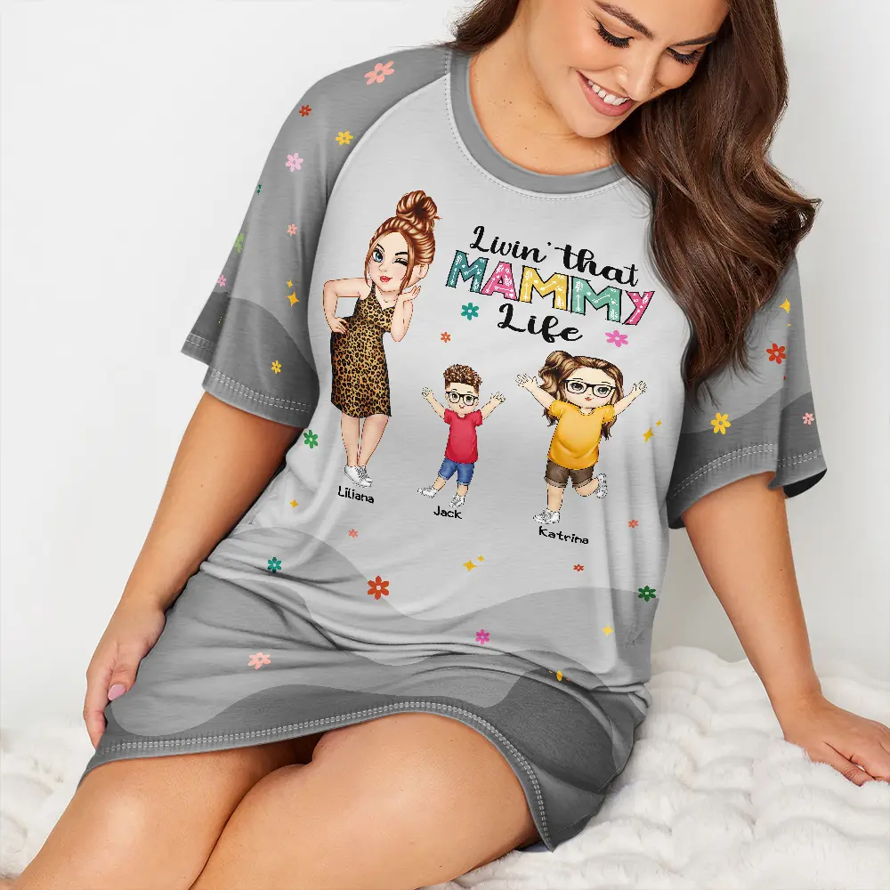 Living That Grandma Life - Personalized Women's Sleep Tee - Image 4