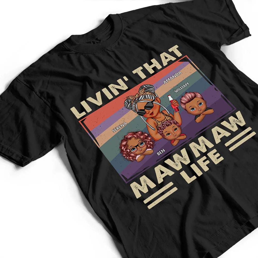 Living That Grandma Life Vintage - Personalized T Shirt - Image 3