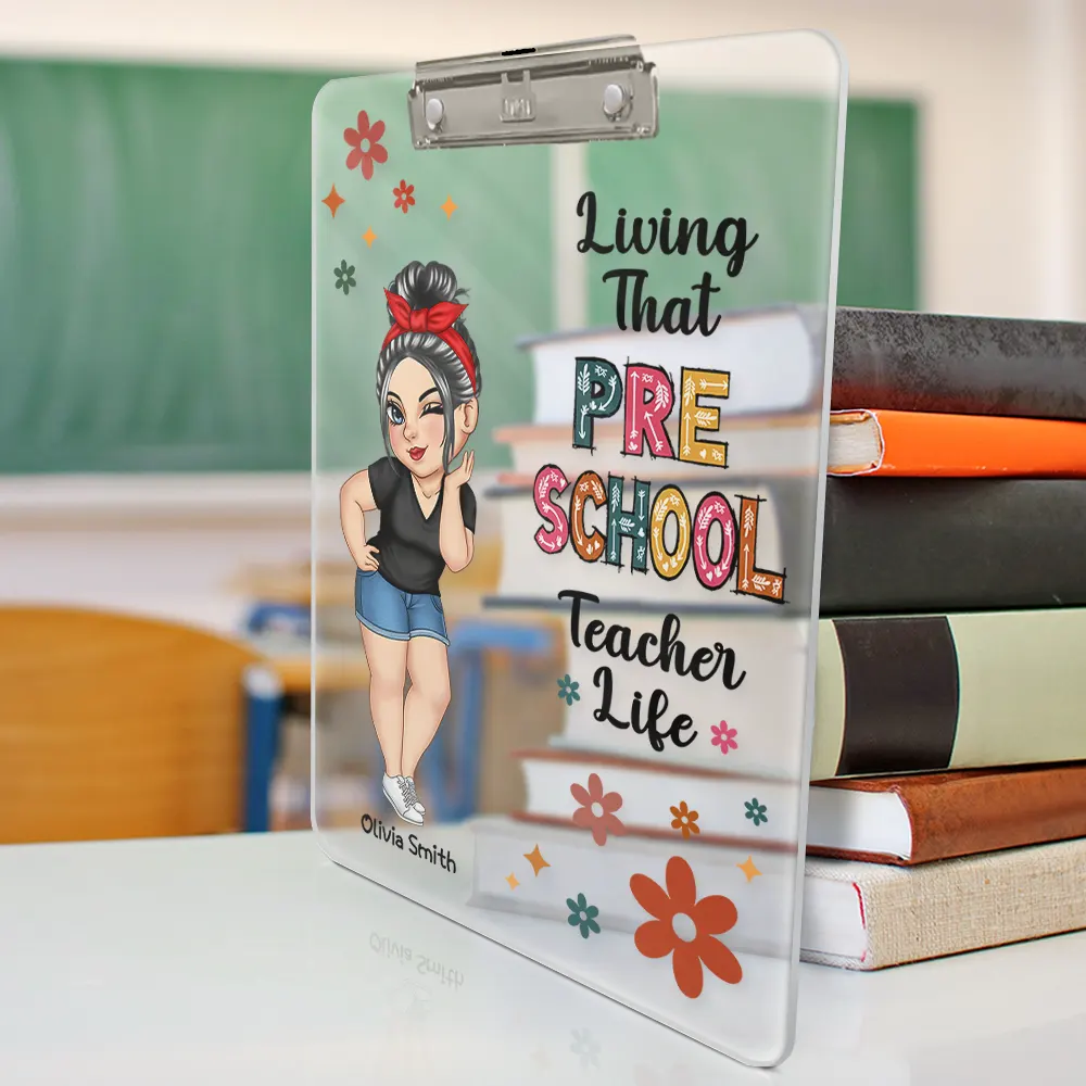 Living That School Teacher Life - Personalized Acrylic Clipboard - Image 2