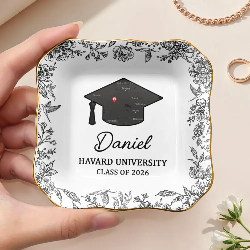 Location Map Congrats Graduation - Personalized Ring Dish - Image 3