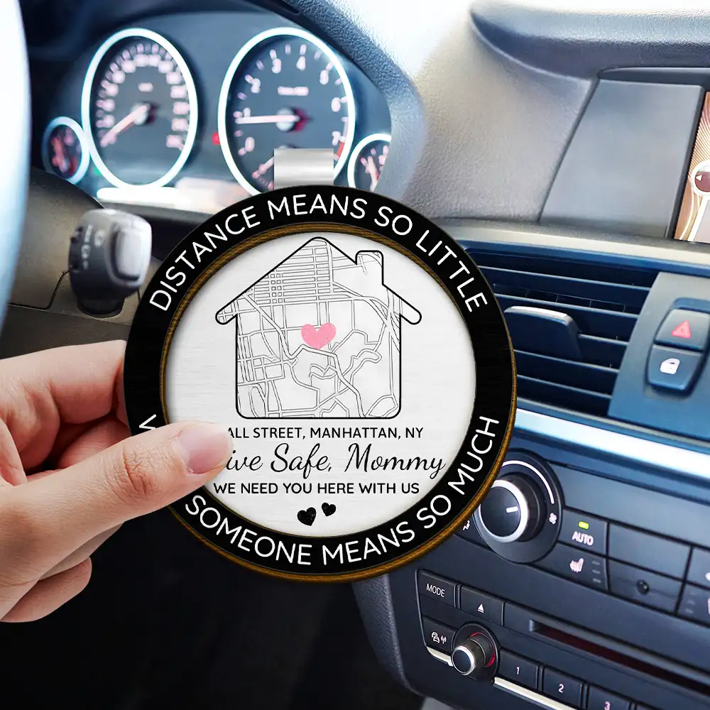 Location Map Distance Means So Little When Someone Means So Much - Personalized Custom Shaped Car Visor Clip - Image 3