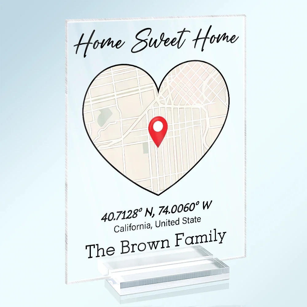 Location Map Location Coordinates Our First Home - Personalized Vertical Rectangle Acrylic Plaque - Image 2