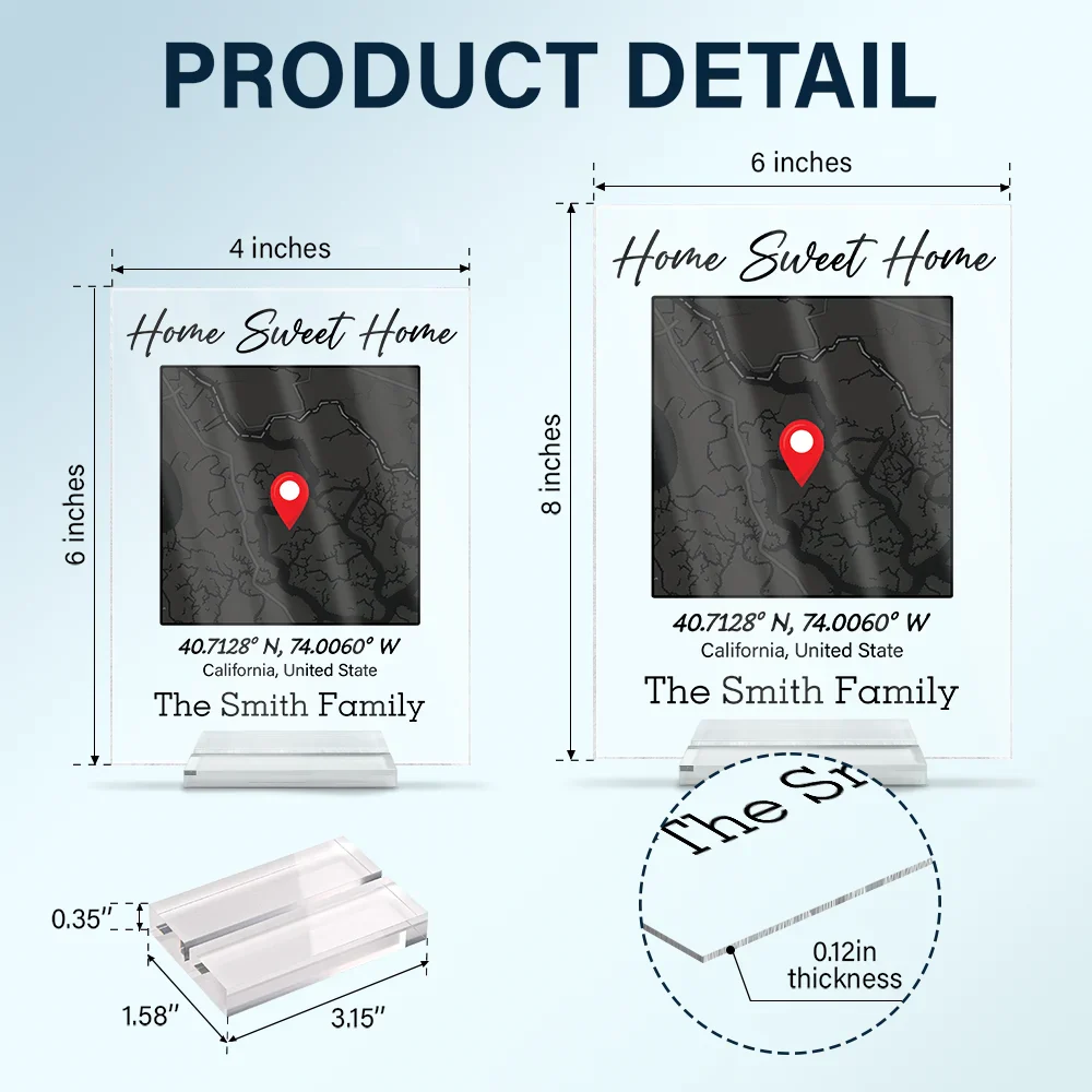 Location Map Location Coordinates Our First Home - Personalized Vertical Rectangle Acrylic Plaque - Image 5