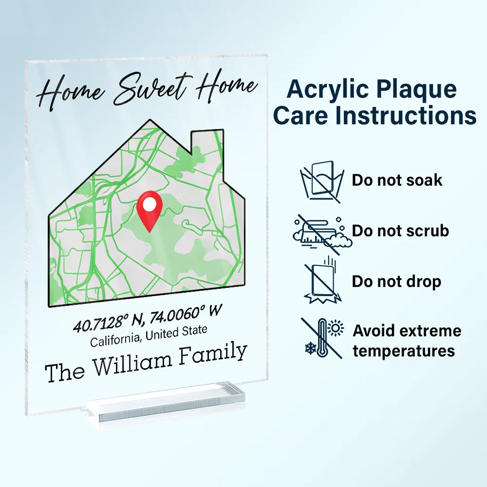 Location Map Location Coordinates Our First Home - Personalized Vertical Rectangle Acrylic Plaque - Image 6