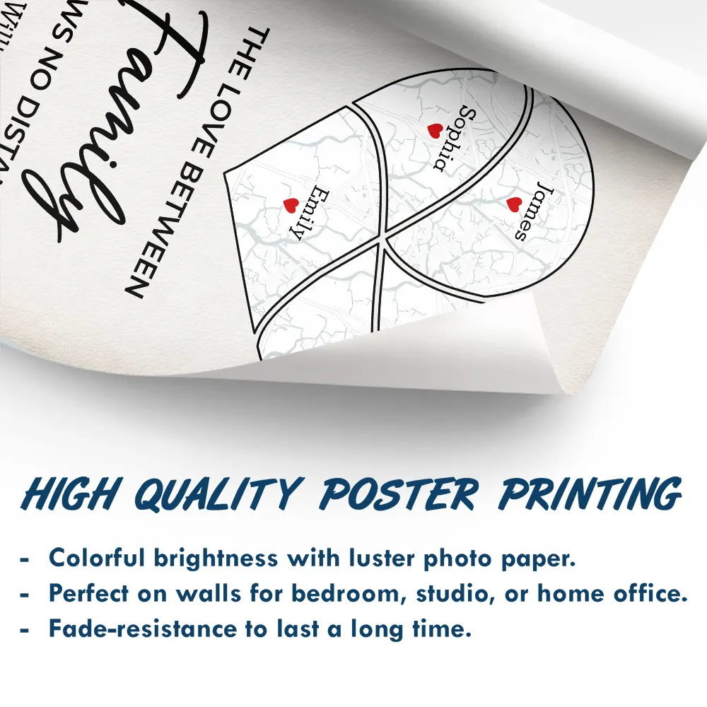 Location Map Miles Apart But Close At Heart - Personalized Poster - Image 5