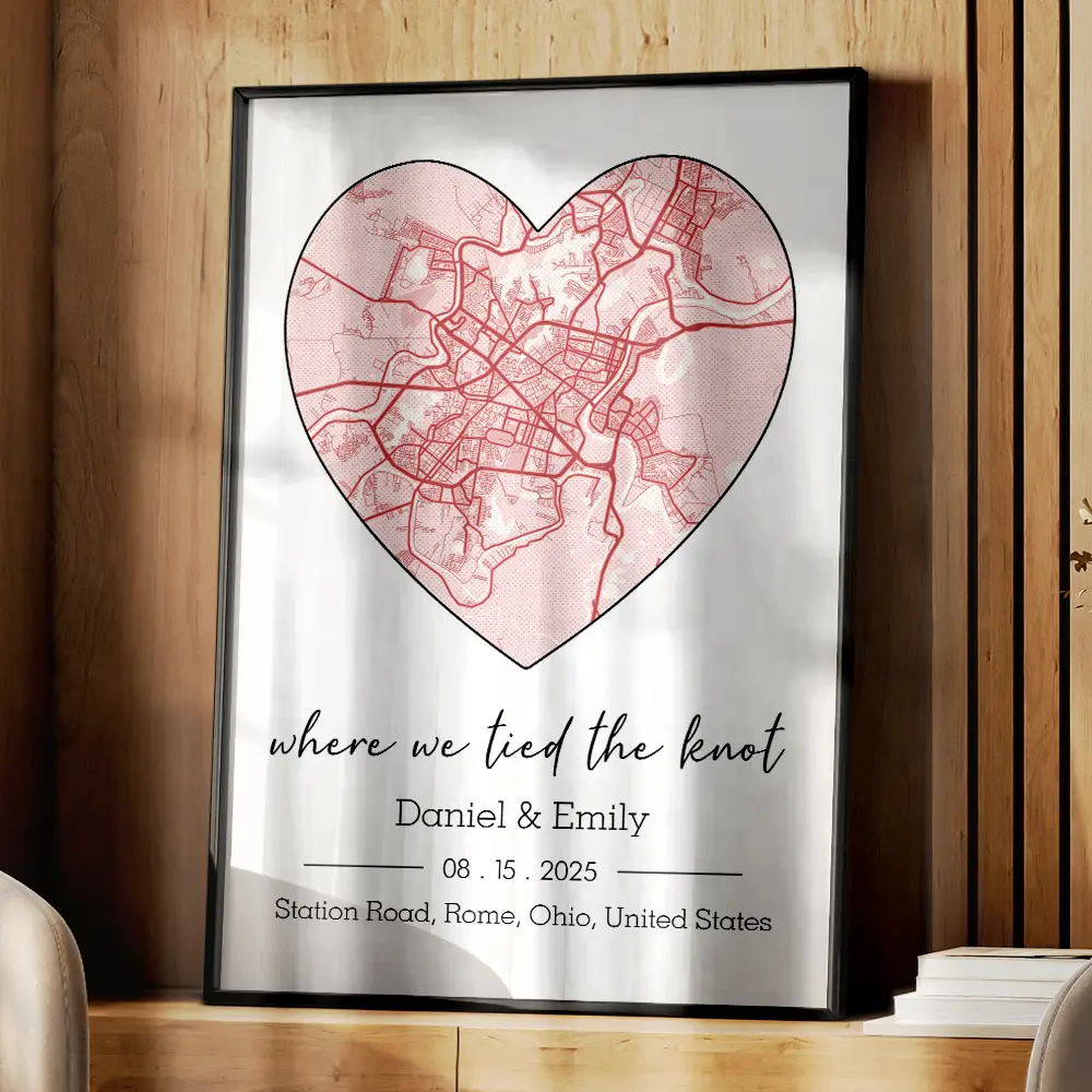 Location Map Wedding, Anniversary Gift For Couple, Where It All Began - Personalized Poster - Image 3