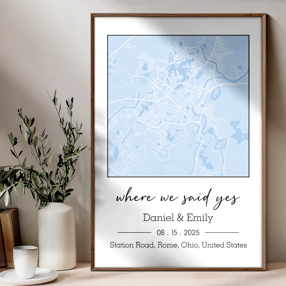 Location Map Wedding, Anniversary Gift For Couple, Where It All Began - Personalized Poster - Image 4