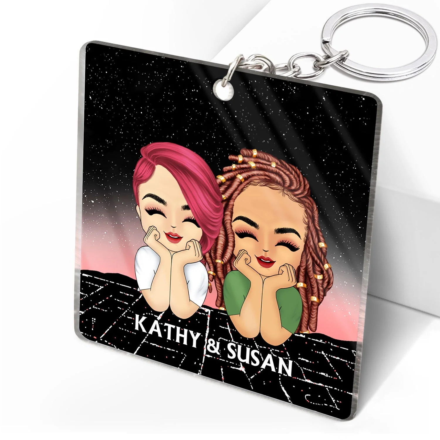 Long Distance Bestie Miles Has Nothing On Us - Gift For Bestie - Personalized Acrylic Keychain - Image 2