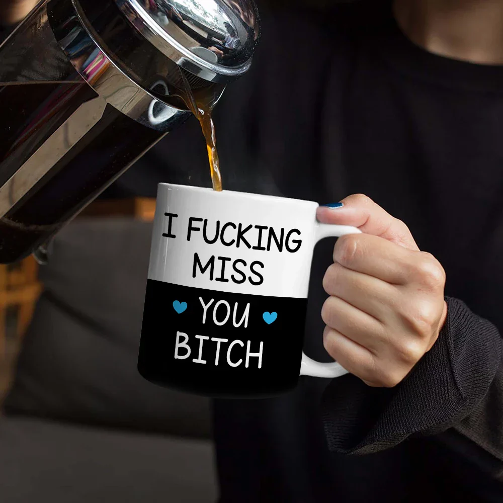 Long Distance Besties I Miss Your Face Never Too Far - Personalized White Edge-to-Edge Mug - Image 4