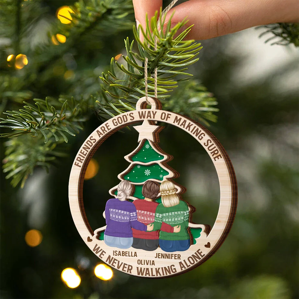 Long Distance Friends My Heart Stays With You - Personalized 2-Layered Wooden Ornament - Image 2