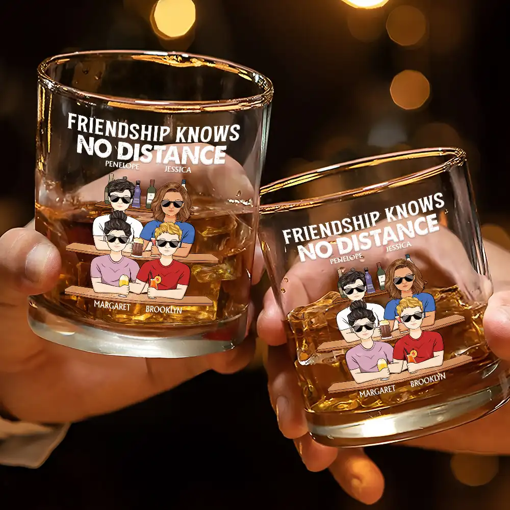 Long Distance Never Too Far To Drink Together - Personalized Whiskey Glass - Image 3