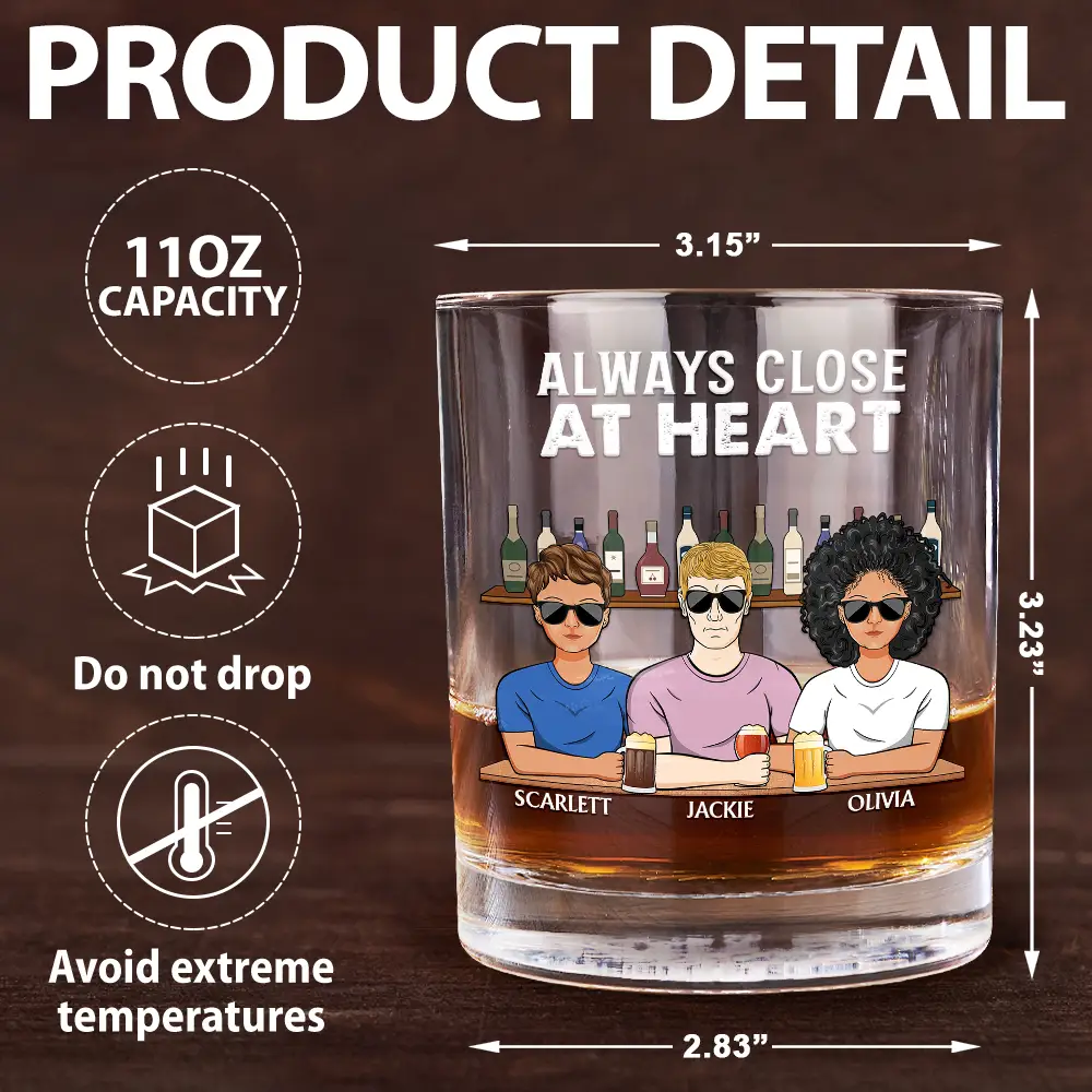 Long Distance Never Too Far To Drink Together - Personalized Whiskey Glass - Image 5