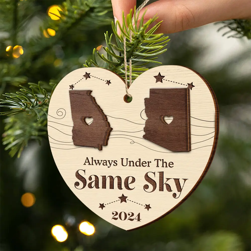 Long Distance The Miles Don't Matter Christmas - Personalized 2-Layered Wooden Ornament - Image 2