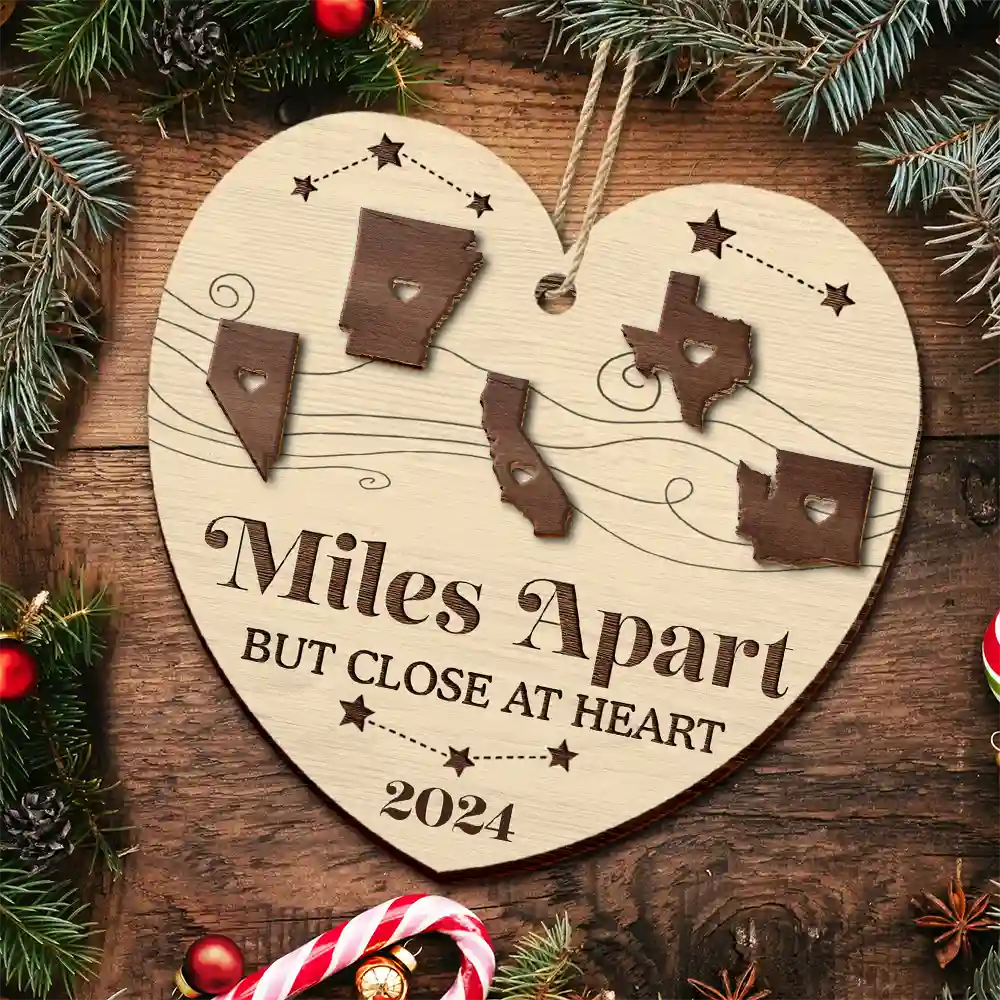 Long Distance The Miles Don't Matter Christmas - Personalized 2-Layered Wooden Ornament - Image 5