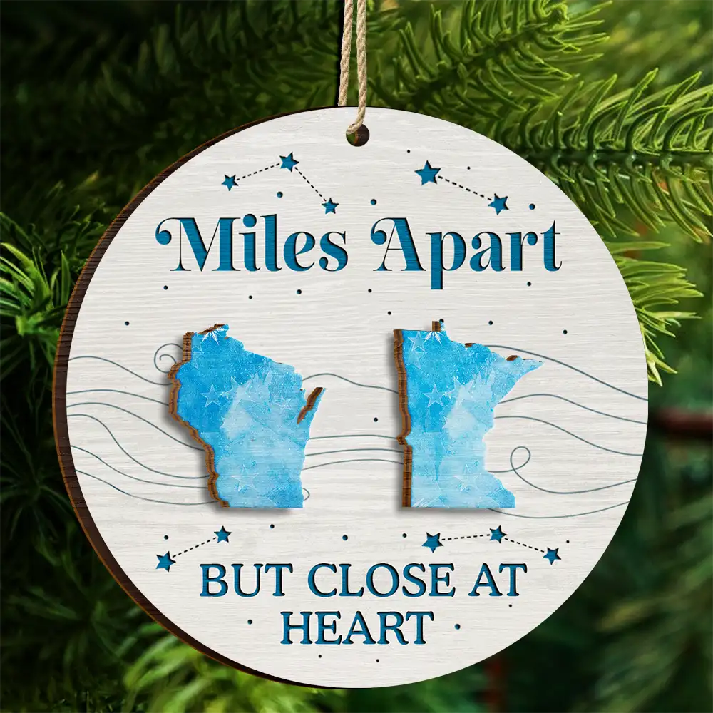 Long Distance The Miles Don't Matter Christmas - Personalized 2-Layered Wooden Ornament - Image 4
