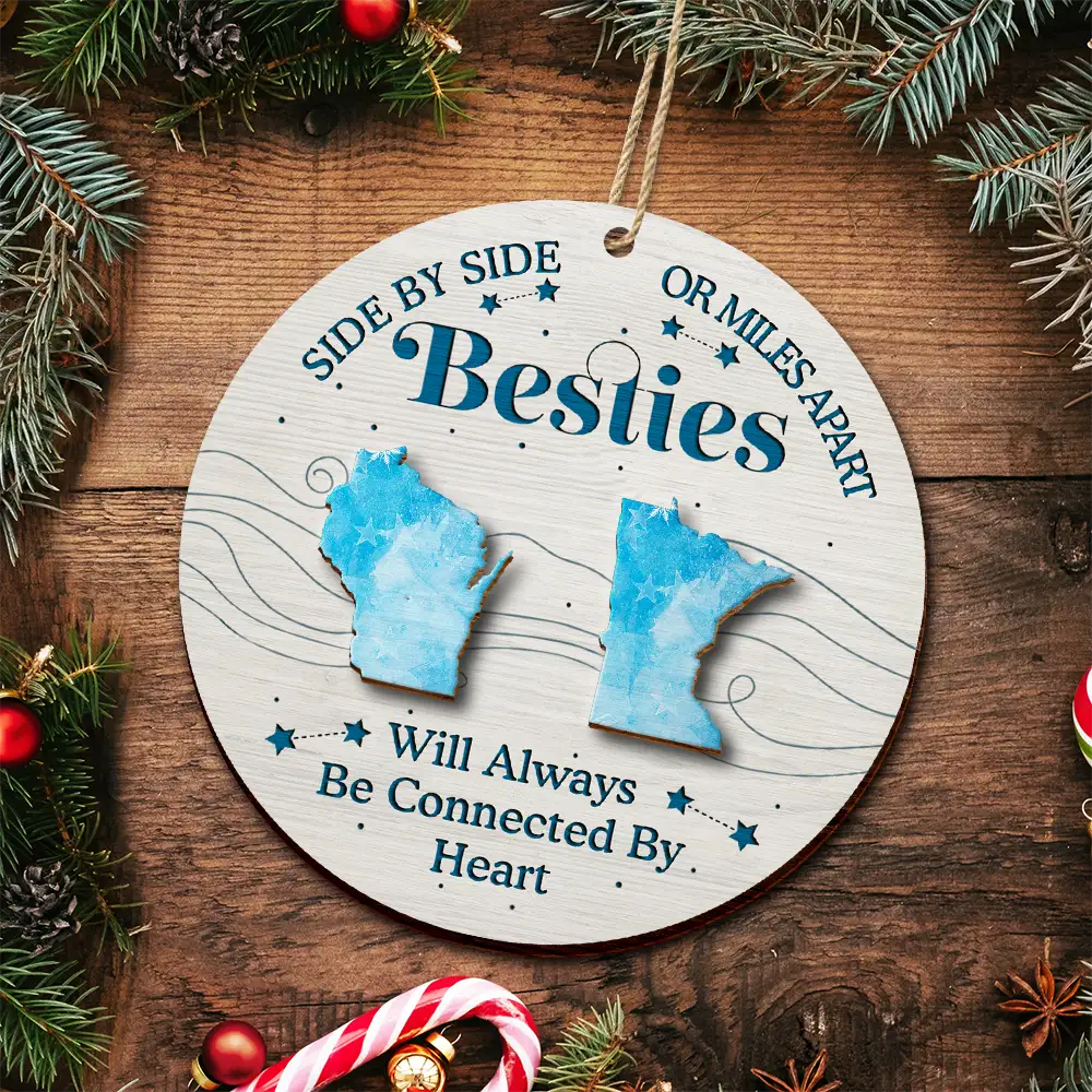 Long Distance The Miles Don't Matter Christmas - Personalized 2-Layered Wooden Ornament - Image 5
