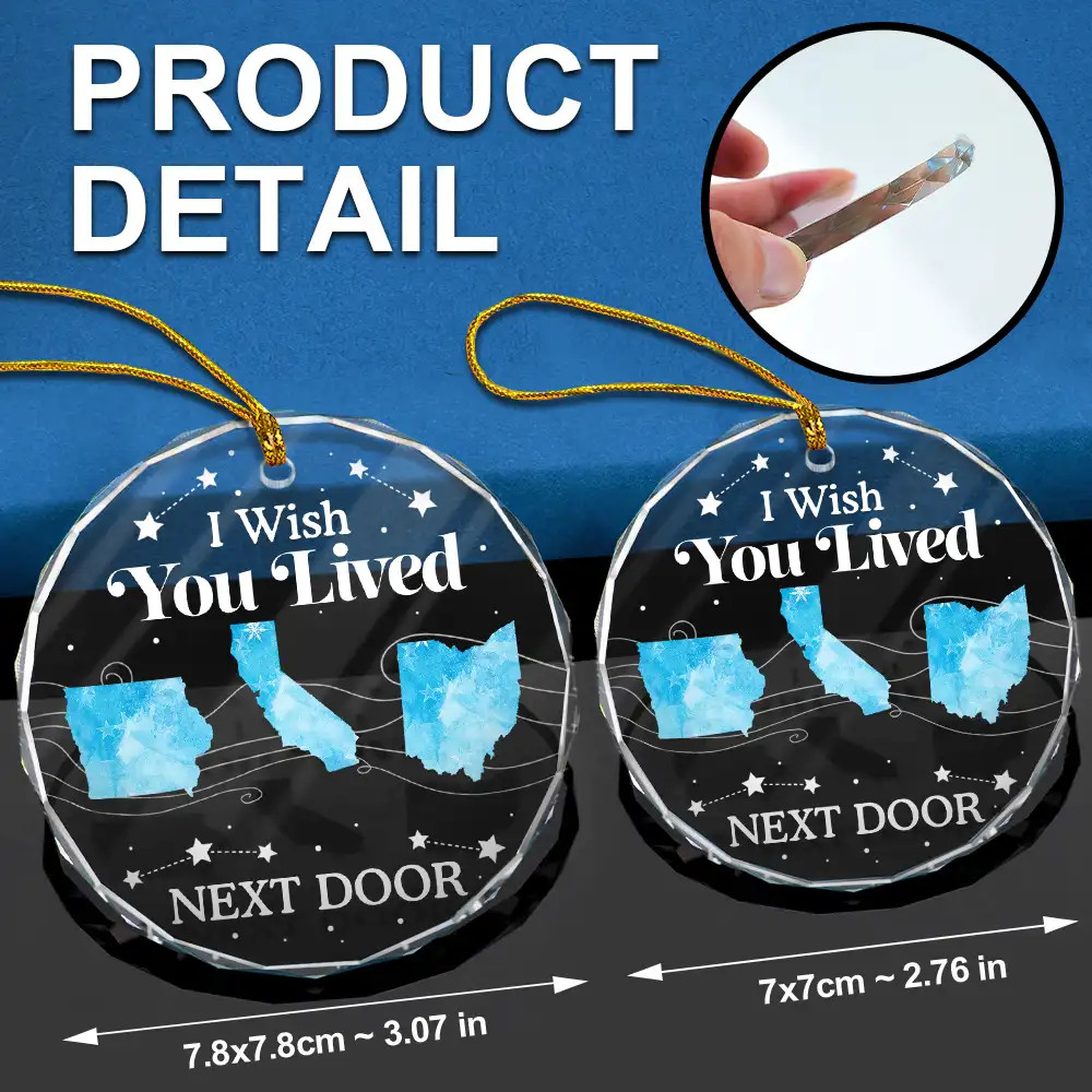 Long Distance The Miles Don't Matter Christmas - Personalized Circle Glass Ornament - Image 6
