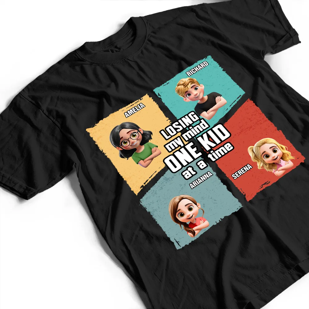 Losing My Mind One Kid At A Time Cartoon Story - Personalized T Shirt - Image 4
