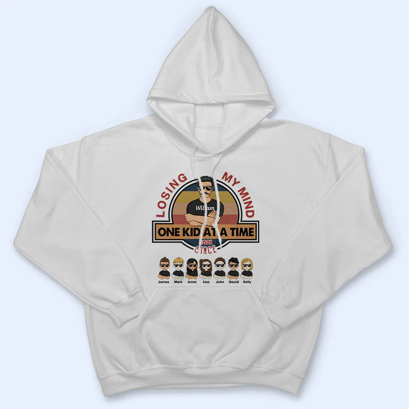 Losing My Mind One Kid At A Time - Family Gifts - Personalized Custom T Shirt - Image 4
