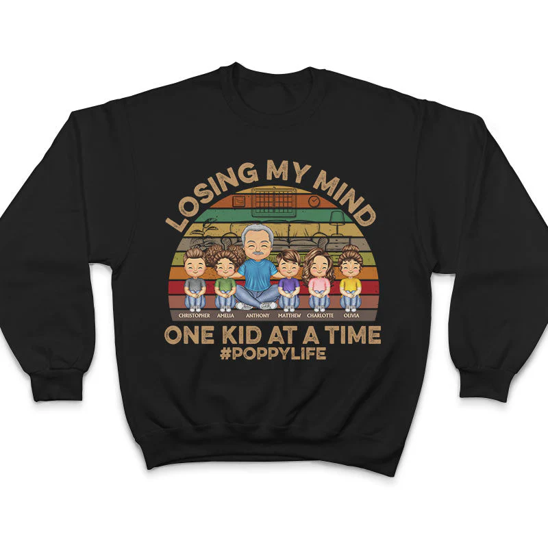 Losing My Mind One Kid At A Time - Father And Grandpa Gift - Personalized Custom T Shirt - Image 5