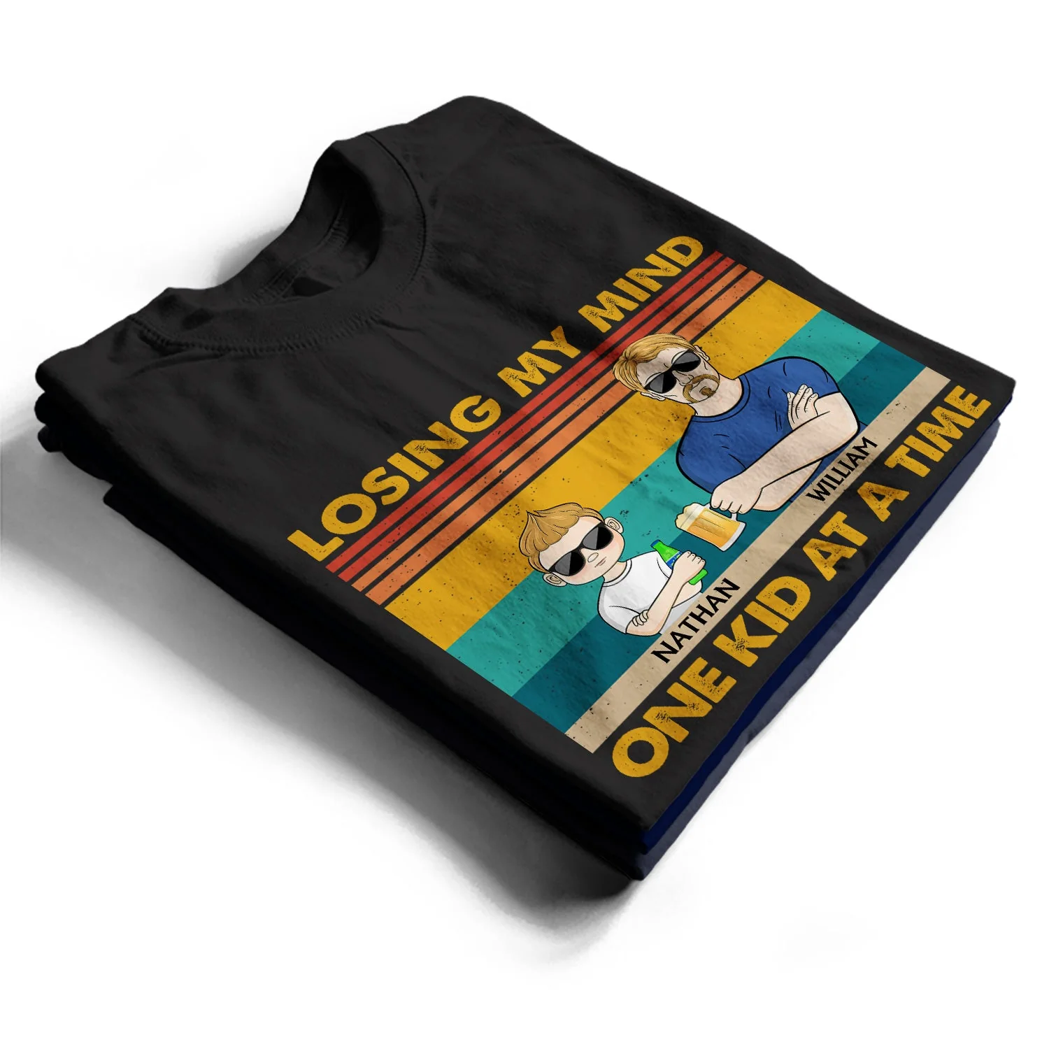 Losing My Mind One Kid At A Time - Funny, Birthday Gift For Father, Papa, Dad, Husband - Personalized Custom T Shirt - Image 2