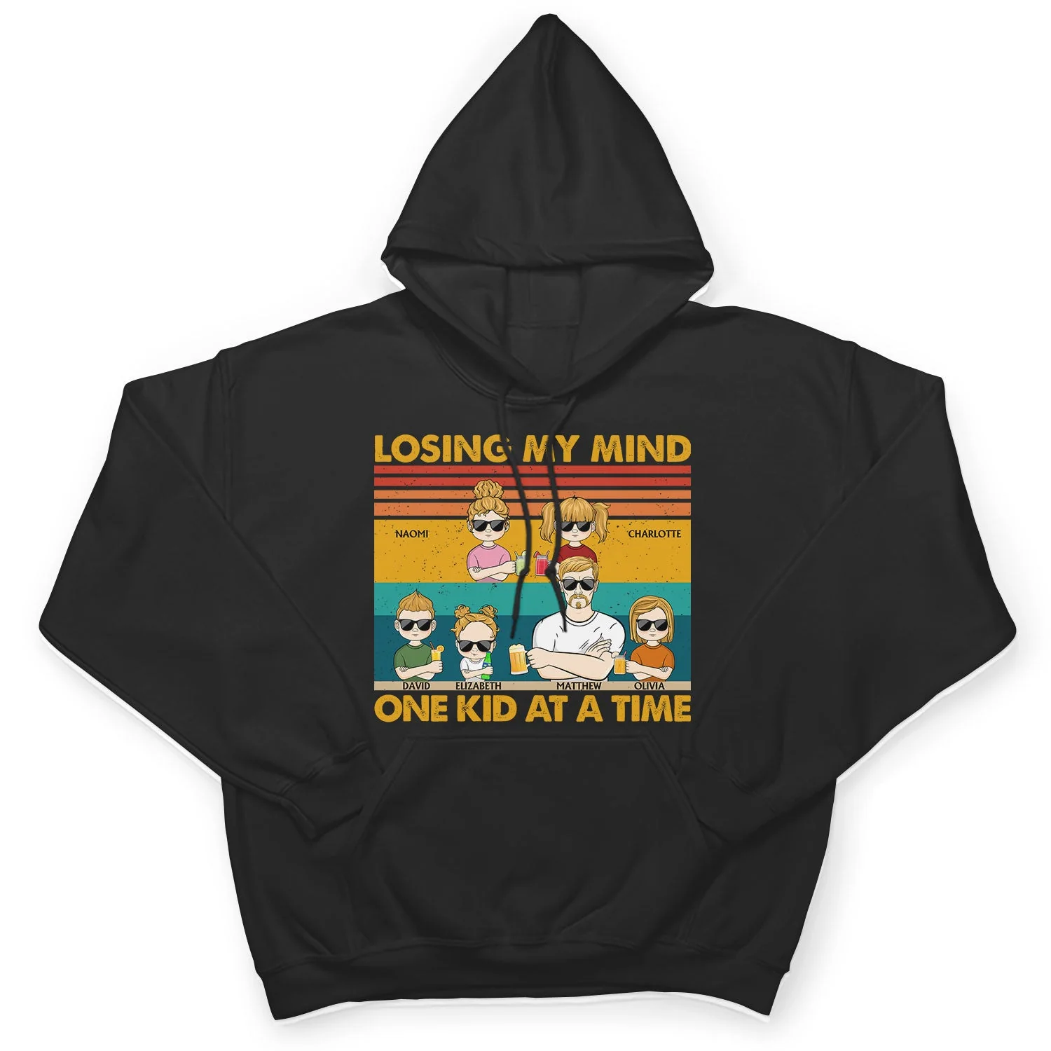Losing My Mind One Kid At A Time - Funny, Birthday Gift For Father, Papa, Dad, Husband - Personalized Custom T Shirt - Image 4