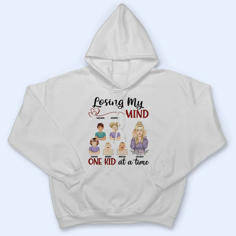 Losing My Mind One Kid At A Time Mom - Mother Gift - Personalized Custom T Shirt - Image 4
