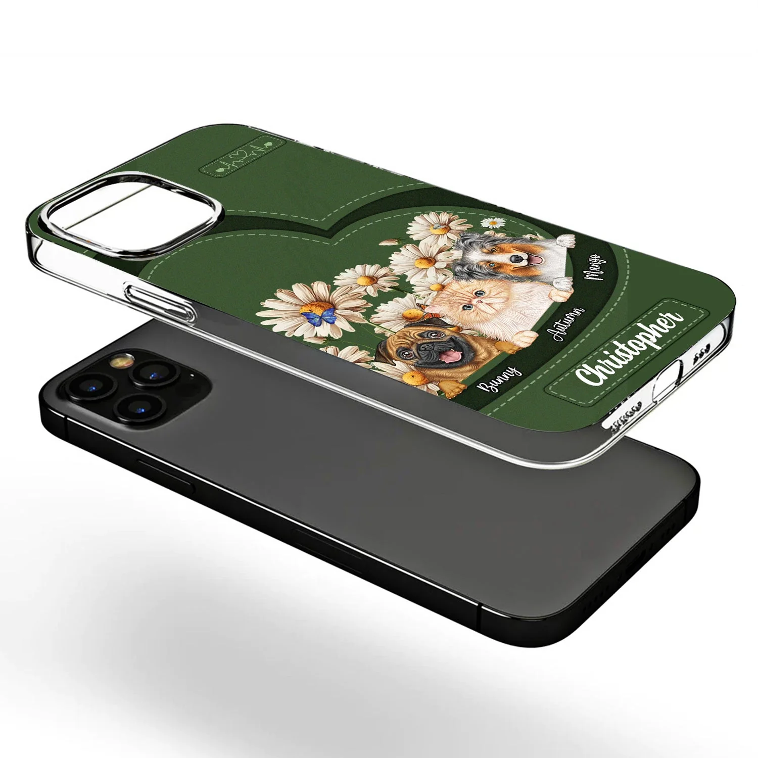 Love Daisy Dogs Cats - Gift For Pet Lovers, Dog Lovers, Cat Lovers - Personalized Clear Phone Case - Image 3