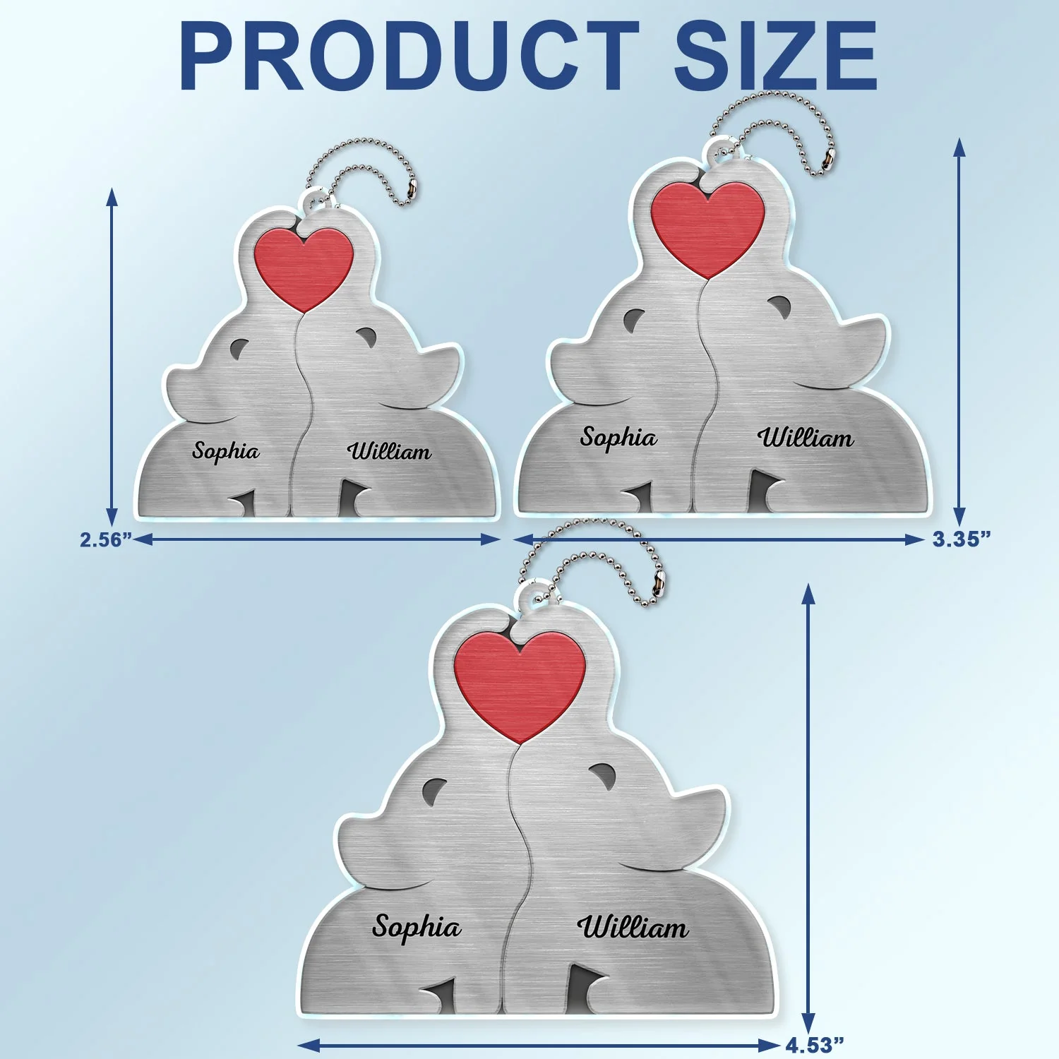 Love Elephant Family - Gift For Mother, Father, Family - Personalized Acrylic Car Hanger - Image 5