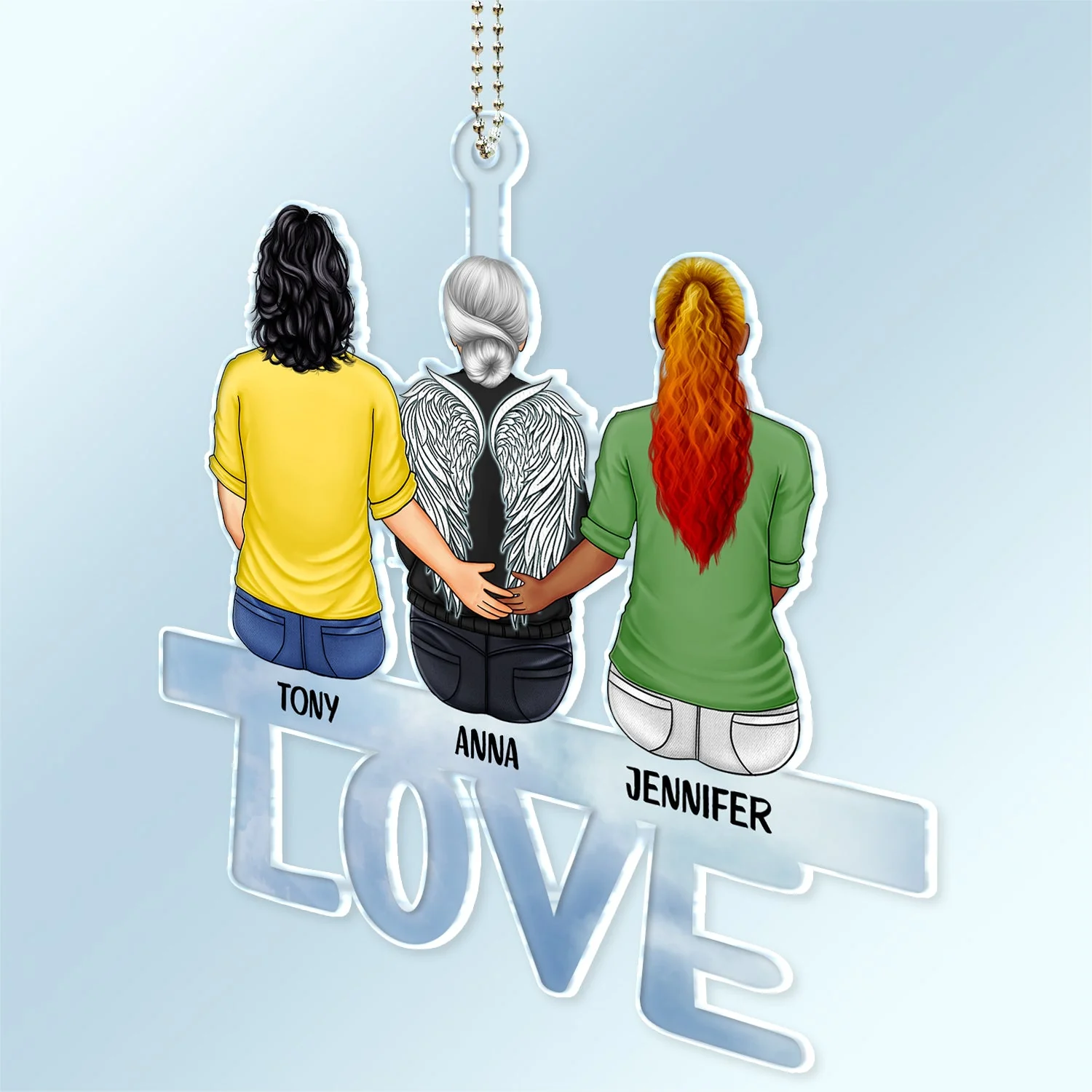 Love Family - Memorial Gift For Family, Friends, Siblings - Personalized Acrylic Car Hanger - Image 2