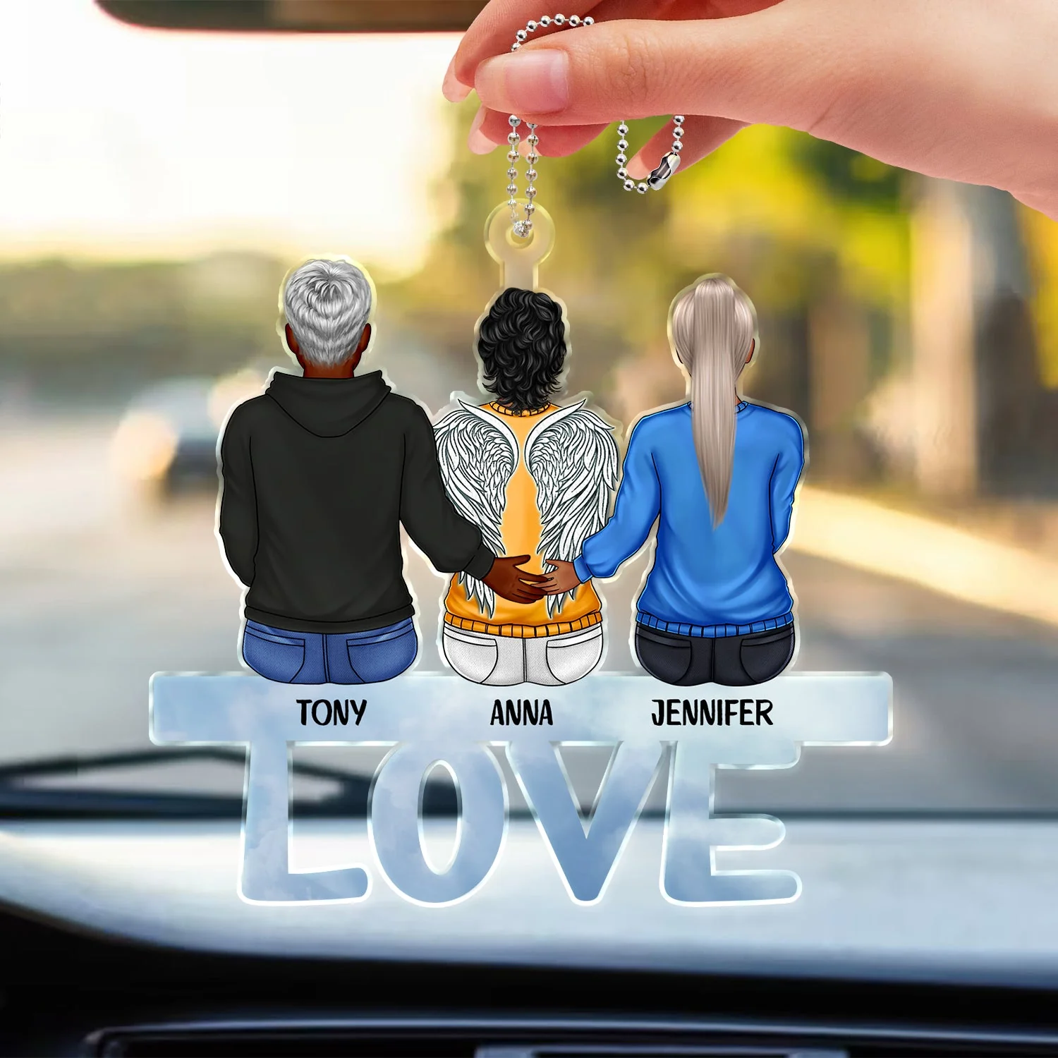 Love Family - Memorial Gift For Family, Friends, Siblings - Personalized Acrylic Car Hanger - Image 3
