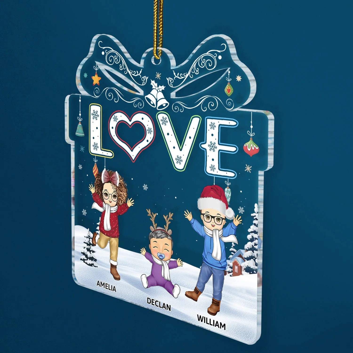 Love Grandkids - Christmas Gift For Parents, Grandparents, Family - Personalized Custom Shaped Acrylic Ornament - Image 2