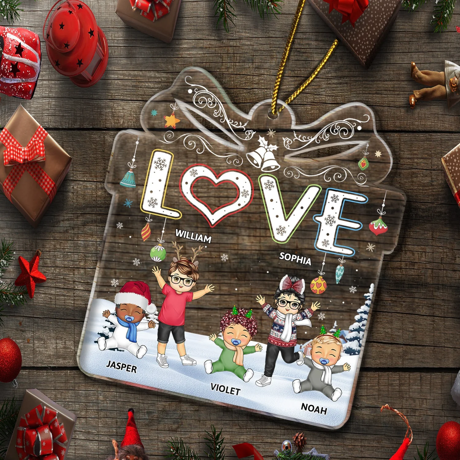 Love Grandkids - Christmas Gift For Parents, Grandparents, Family - Personalized Custom Shaped Acrylic Ornament - Image 5