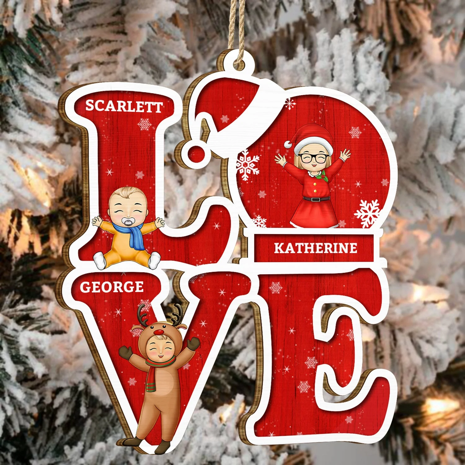 Love Grandkids - Christmas, Loving Gift For Grandpa, Grandma, Grandparents - Personalized Wooden Cutout Ornament - Image 4