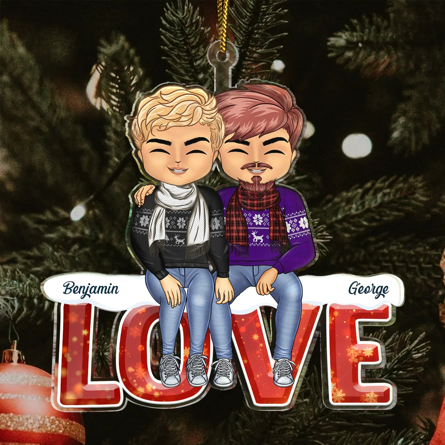 Love Husband And Wife - Christmas Gift For Couples - Personalized Cutout Acrylic Ornament - Image 3