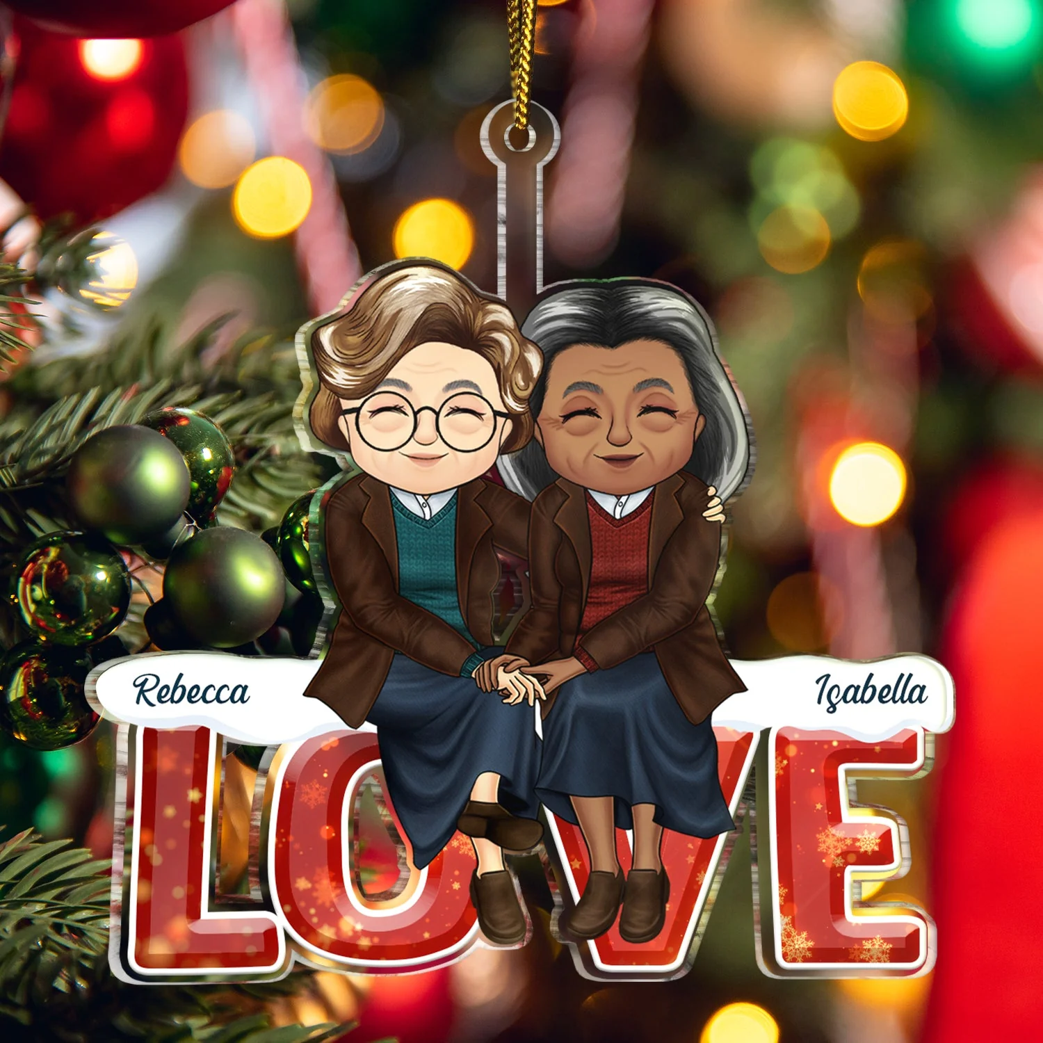 Love Husband And Wife - Christmas Gift For Couples - Personalized Cutout Acrylic Ornament - Image 5