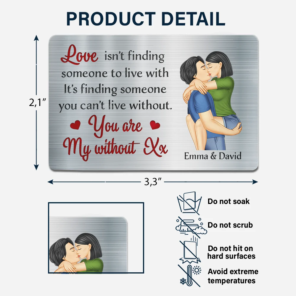 Love Is Finding Someone You Can't Live Without Couple - Personalized Aluminum Wallet Card - Image 4