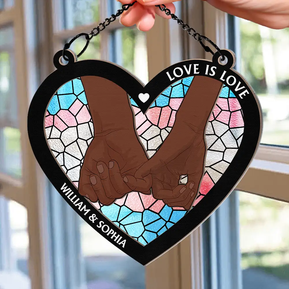 Love Is Love Pride - Personalized Window Hanging Suncatcher Ornament - Image 2